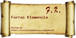 Forrai Klemencia névjegykártya